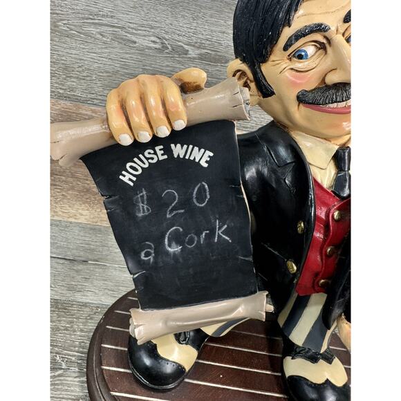 Peter Mook Signed Waiter Wine Holder Restaurant Style Statue 18” Tall - Picture 5 of 15